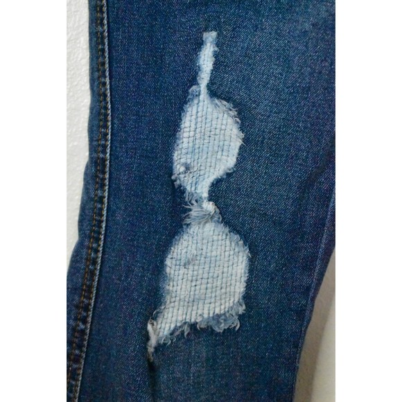 Harper Heritage Mid Rise Destructed Skinny Jeans Raw Hem Size 28 Medium Wash - Picture 8 of 14